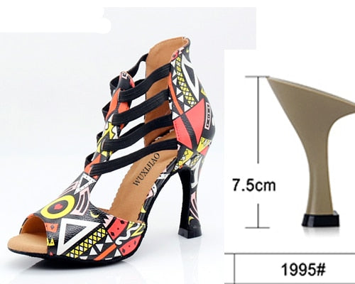Chaussures de danse fantaisie pour femme coloris multicolore- Talons personnalisables: plusieurs hauteurs disponibles : de 6 à 10 cm - Dance Store