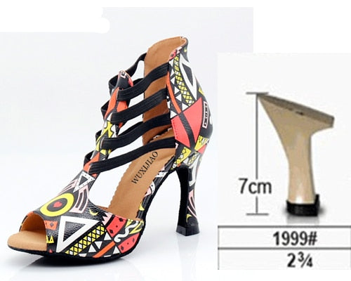 Chaussures de danse fantaisie pour femme coloris multicolore- Talons personnalisables: plusieurs hauteurs disponibles : de 6 à 10 cm - Dance Store