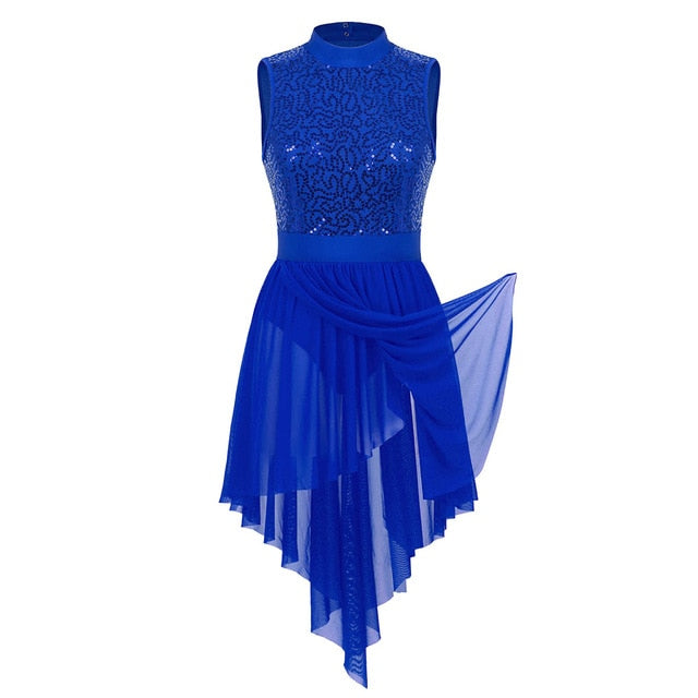 Robe justaucorps asymétrique sans manche col haut et dos nu pour adulte 4 coloris au choix - Dance Store