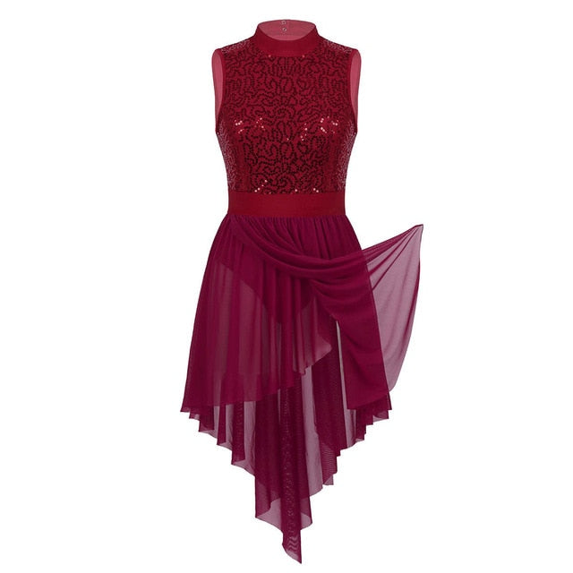 Robe justaucorps asymétrique sans manche col haut et dos nu pour adulte 4 coloris au choix - Dance Store