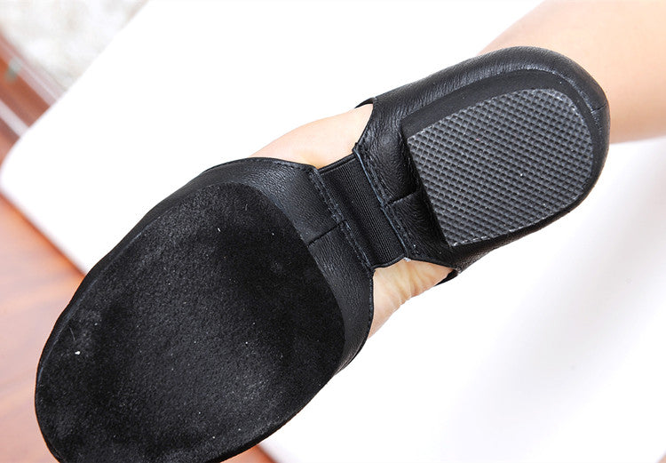 Chaussons de danse - Sneakers en cuir pour danse Jazz avec petit talon pour femme - 2 coloris au choix: noir ou chair - Dance Store