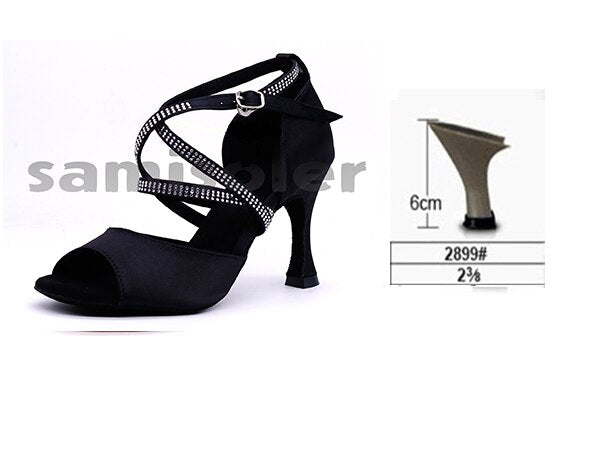 Chaussures de danse pour femme - coloris noir avec strass - Talons personnalisables: hauteurs disponibles de 6 à 10cm - Dance Store