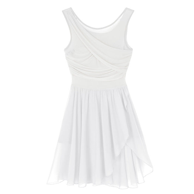 Robe Justaucorps asymétrique en mousseline de soie pour adulte 5 coloris au choix - Dance Store