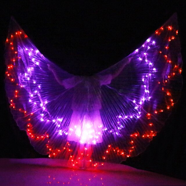 Ailes d'Isis avec lumières LED - Plusieurs modèles : LED unies ou multicolores - Danse Oriental Belly Dance Costume - vendues avec bâtons - pour adulte - 14 coloris au choix - Dance Store