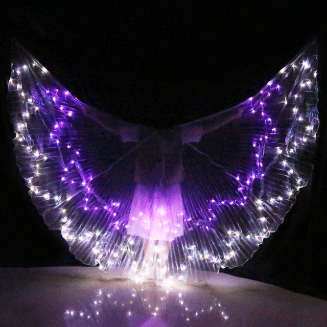 Ailes d'Isis avec lumières LED - Plusieurs modèles : LED unies ou multicolores - Danse Oriental Belly Dance Costume - vendues avec bâtons - pour adulte - 14 coloris au choix - Dance Store
