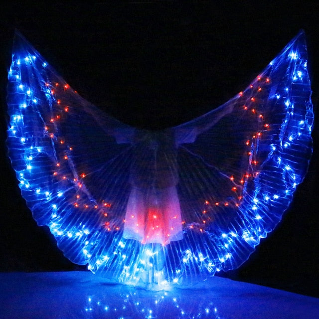 Ailes d'Isis avec lumières LED - Plusieurs modèles : LED unies ou multicolores - Danse Oriental Belly Dance Costume - vendues avec bâtons - pour adulte - 14 coloris au choix - Dance Store