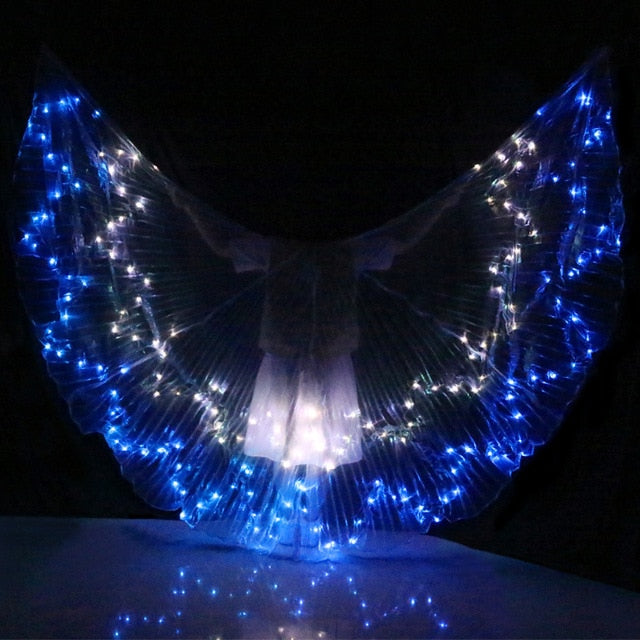 Ailes d'Isis avec lumières LED - Plusieurs modèles : LED unies ou multicolores - Danse Oriental Belly Dance Costume - vendues avec bâtons - pour adulte - 14 coloris au choix - Dance Store