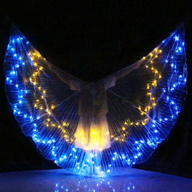 Ailes d'Isis avec lumières LED - Plusieurs modèles : LED unies ou multicolores - Danse Oriental Belly Dance Costume - vendues avec bâtons - pour adulte - 14 coloris au choix - Dance Store