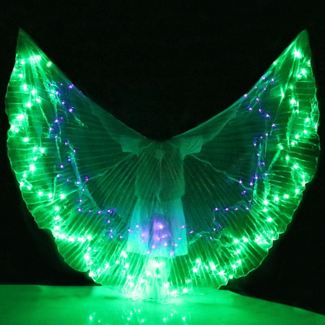 Ailes d'Isis avec lumières LED - Plusieurs modèles : LED unies ou multicolores - Danse Oriental Belly Dance Costume - vendues avec bâtons - pour adulte - 14 coloris au choix - Dance Store