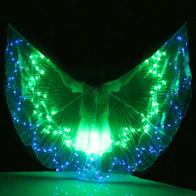 Ailes d'Isis avec lumières LED - Plusieurs modèles : LED unies ou multicolores - Danse Oriental Belly Dance Costume - vendues avec bâtons - pour adulte - 14 coloris au choix - Dance Store