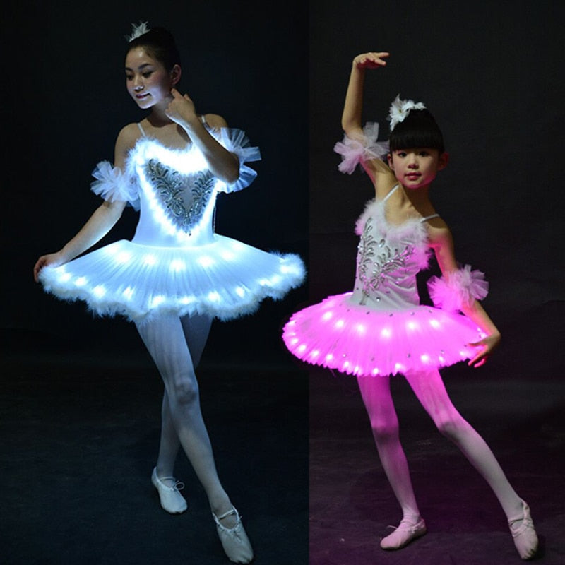 Robe Tutu à bretelles avec lumières LED pour enfant et adulte 2 coloris de LED au choix : blanc ou violet - Dance Store