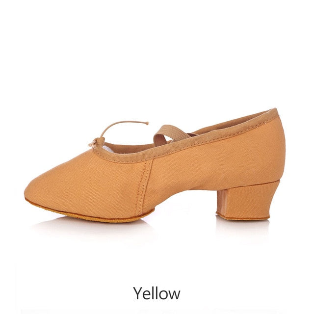 Chaussons de danse Classique demi pointes en toile à talons avec élastiques pour enfants & adultes - Hauteur de talons 4 cm - 5 coloris au choix: - Dance Store