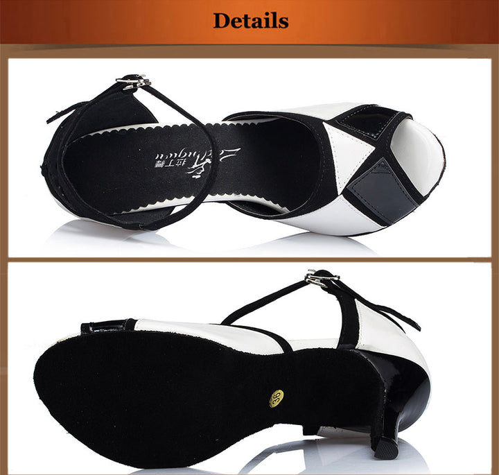 Chaussures de danse pour femme - coloris noir & blanc - Talons personnalisables: hauteurs disponibles : 6cm 7.5cm 8.5cm 10cm - Dance Store