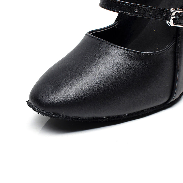 Chaussures de danse en cuir pour femme - coloris: noir - Talons personnalisables plusieurs hauteurs disponibles: de 5cm à 8.3cm - Dance Store