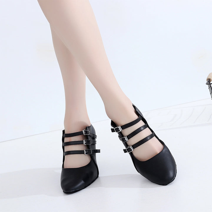 Chaussures de danse en cuir pour femme - coloris: noir - Talons personnalisables plusieurs hauteurs disponibles: de 5cm à 8.3cm - Dance Store