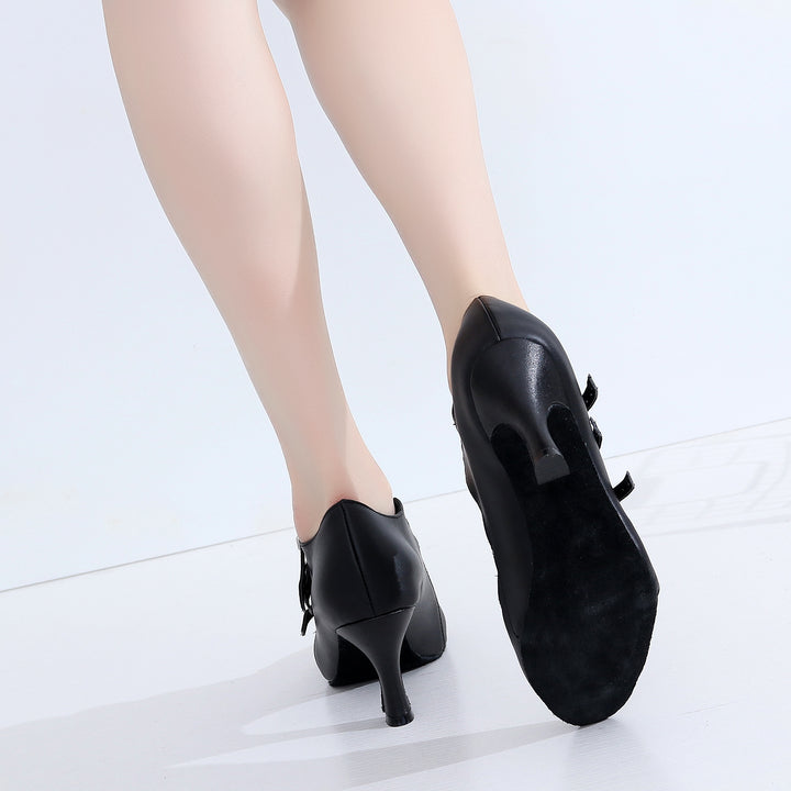 Chaussures de danse en cuir pour femme - coloris: noir - Talons personnalisables plusieurs hauteurs disponibles: de 5cm à 8.3cm - Dance Store