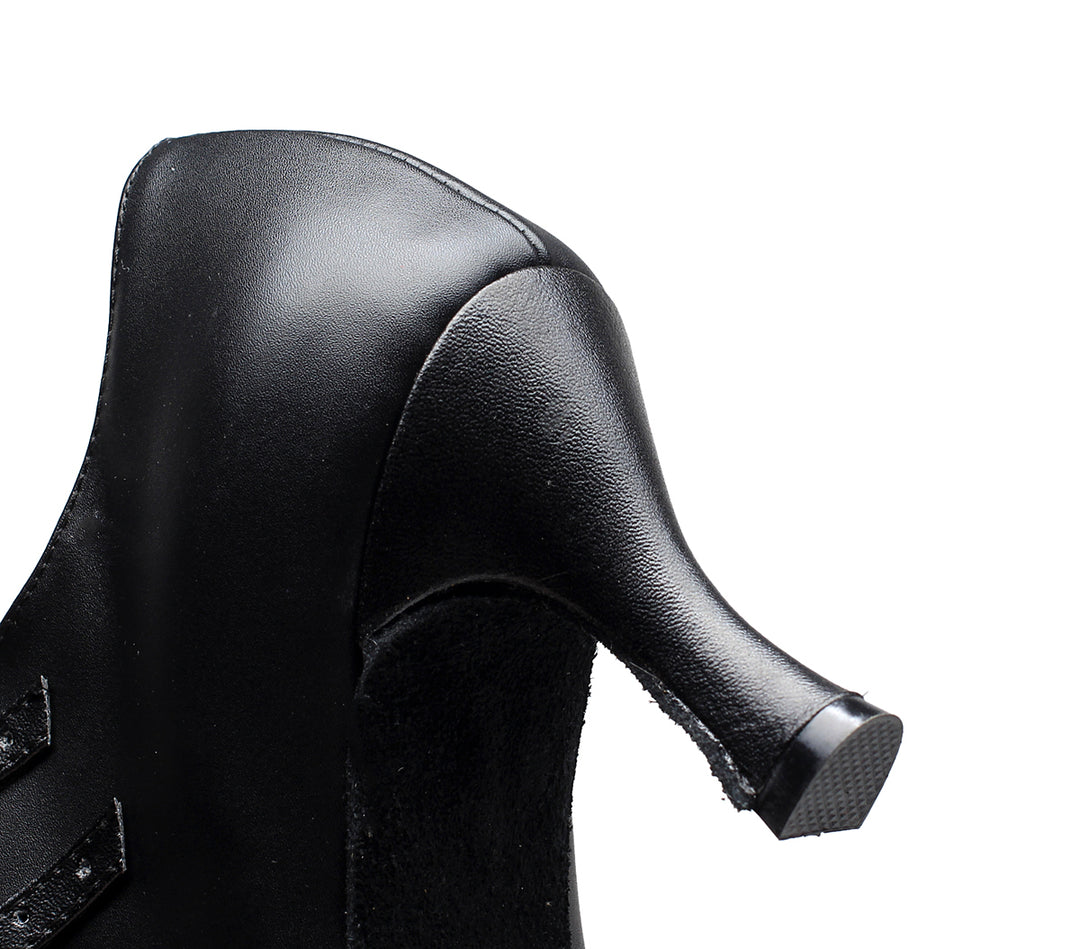 Chaussures de danse en cuir pour femme - coloris: noir - Talons personnalisables plusieurs hauteurs disponibles: de 5cm à 8.3cm - Dance Store