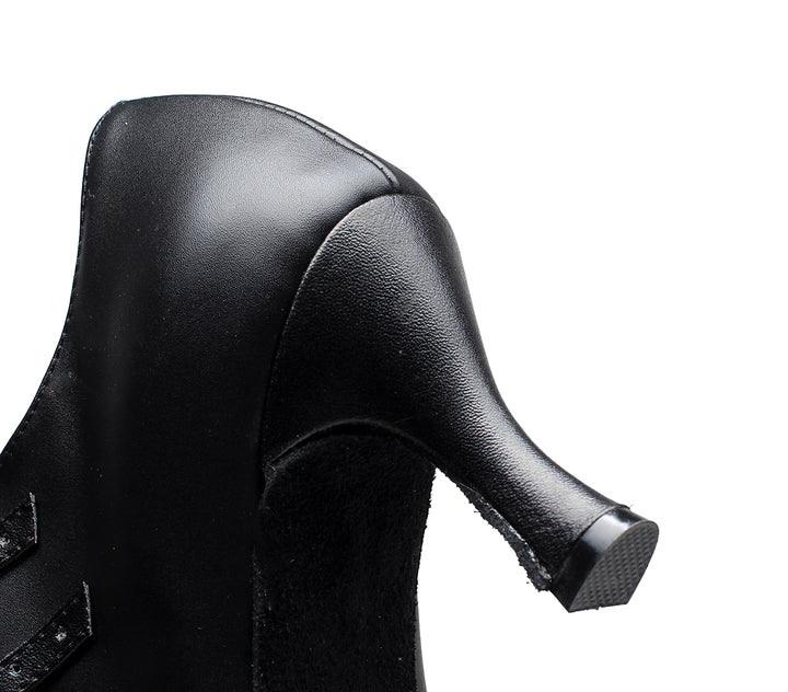 Chaussures de danse en cuir pour femme - coloris: noir - Talons personnalisables plusieurs hauteurs disponibles: de 5cm à 8.3cm - Dance Store