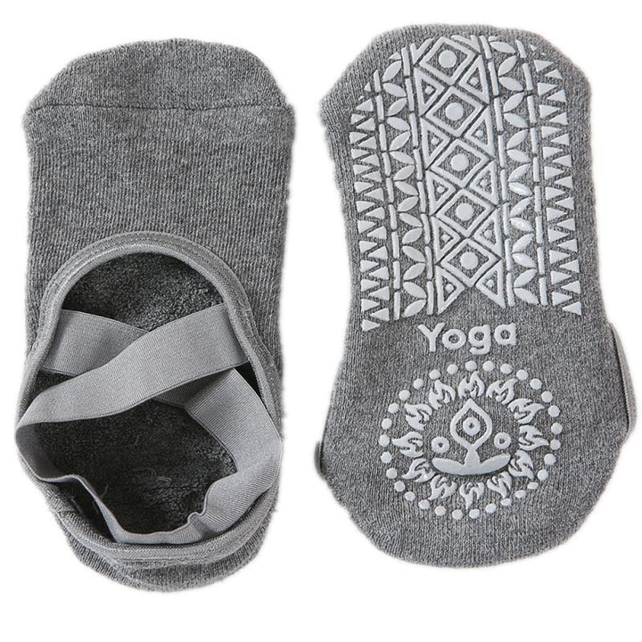 1 Paire Socquettes Chaussons anti-dérapants en coton spécial Yoga & Danse - avec élastiques et motifs fantaisie sous la chaussette - pour adulte 4 coloris au choix - Dance Store