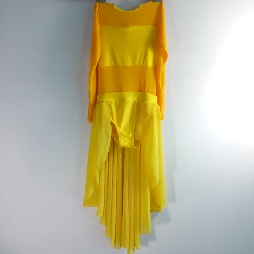 Robe Justaucorps à manches longues transparentes - haut avec transparence en mesh -  jupe en mousseline de soie  ouverte devant pour enfant & adulte - 11 couleurs disponibles - Dance Store