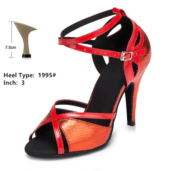 Chaussures de danse pour femme - coloris rouge - Talons personnalisables: hauteurs disponibles: 6/7.5/8.5/9/10cm - Dance Store