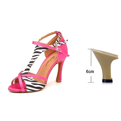 Chaussures de danse pour femme coloris rose fuchsia & zèbre - Talons de 6 à 10cm