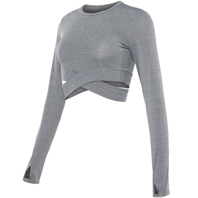 Top court manches longues bandes croisées 4 coloris au choix