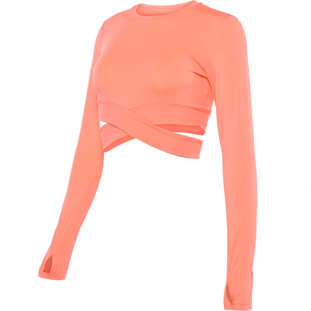 Top court manches longues bandes croisées 4 coloris au choix