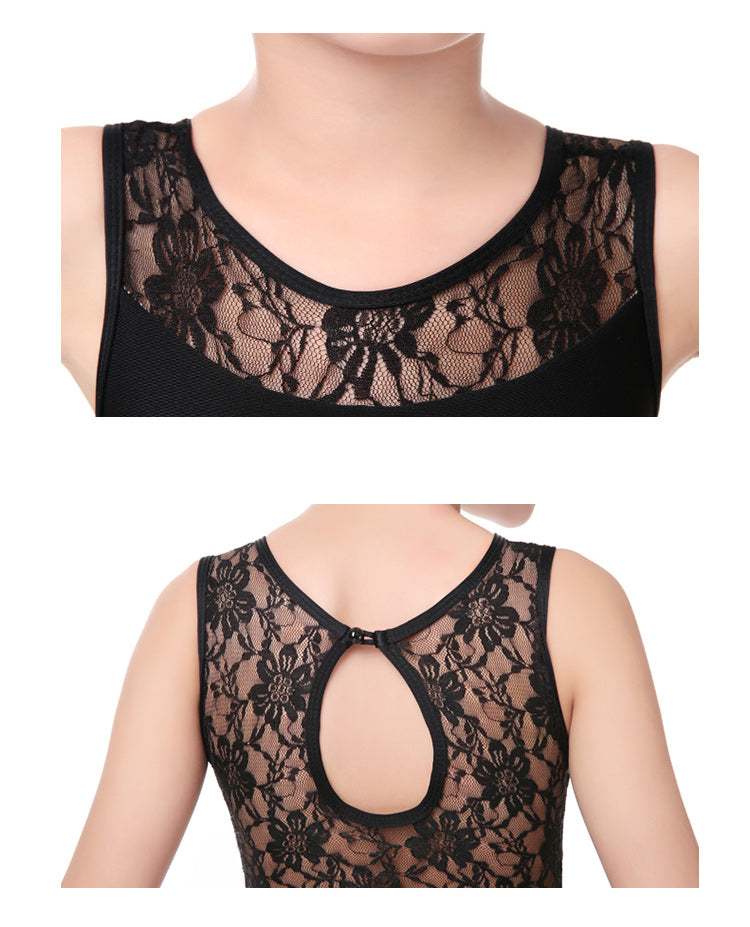 Justaucorps sans manches avec jupette dentelle Elena