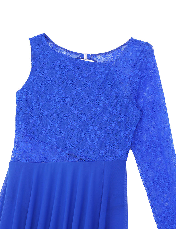 Robe justaucorps asymétrique 1 manche longue dentelle Paula