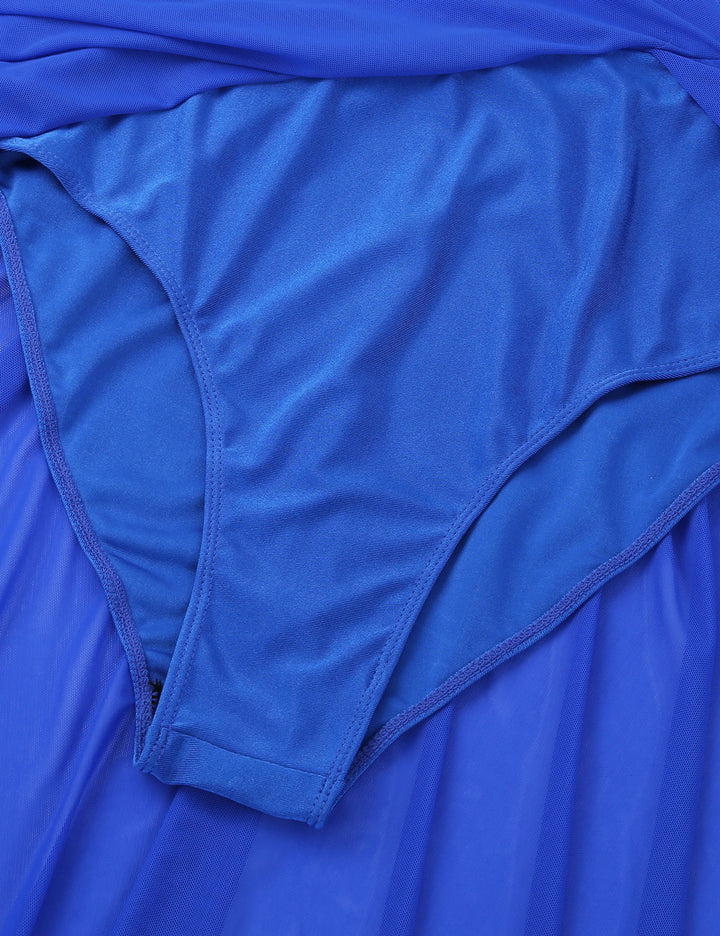 Robe justaucorps asymétrique 1 manche longue dentelle Paula