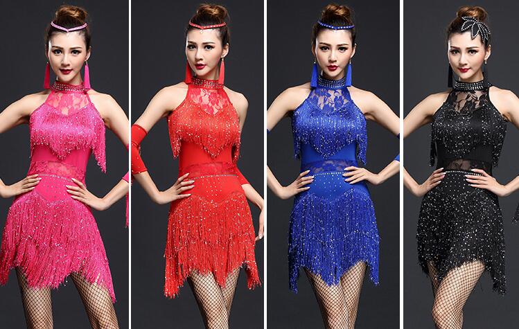 Robe de danse latine à franges sans manches