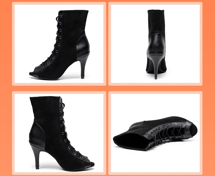 Bottines danse Marlène rouge Talons de 7 à 10cm