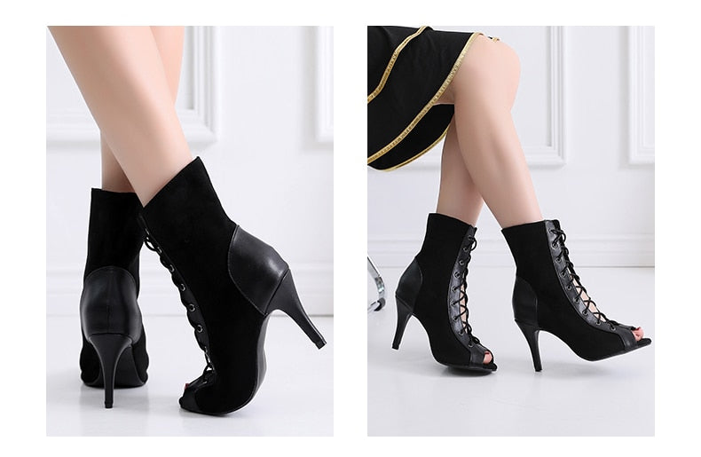 Bottines danse Marlène rouge Talons de 7 à 10cm