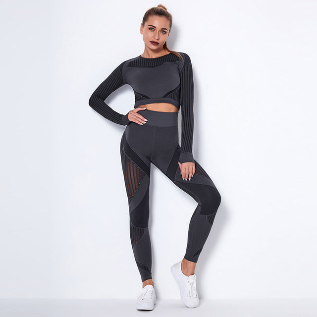 Ensemble 2 pcs Top & Legging taille haute 10 coloris au choix