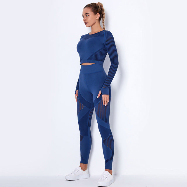 Ensemble Top & Legging taille haute bleu Taille XS