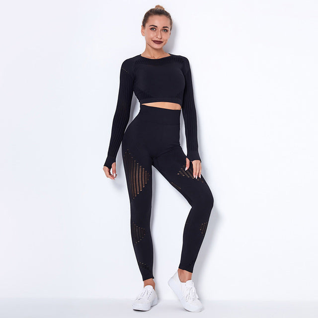 Ensemble 2 pcs Top & Legging taille haute 10 coloris au choix