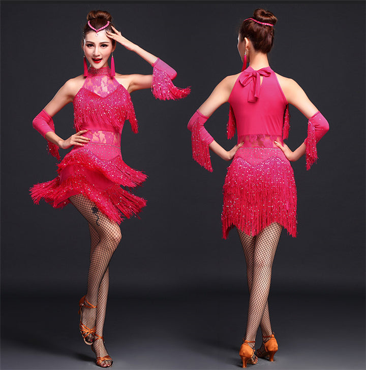 Robe de danse latine à franges sans manches