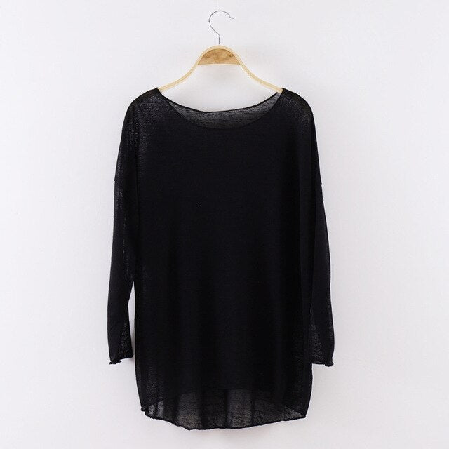 Top maille transparente manches longues Ainoa