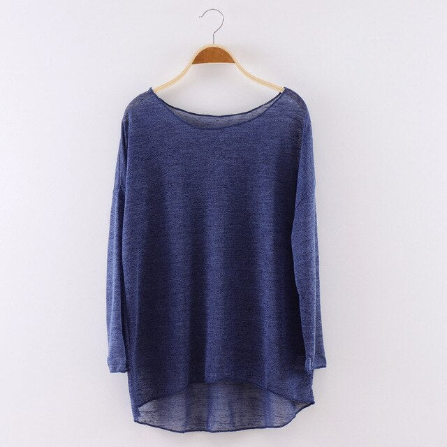 Top maille transparente manches longues Ainoa marine