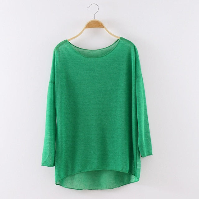 Top maille transparente manches longues Ainoa