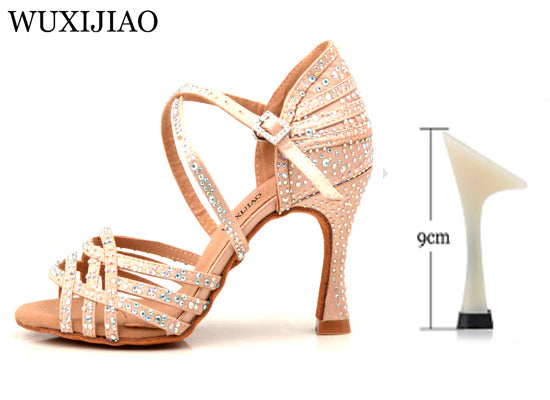 Chaussures de danse pour femme coloris chair strass - Talons 6 à 10cm