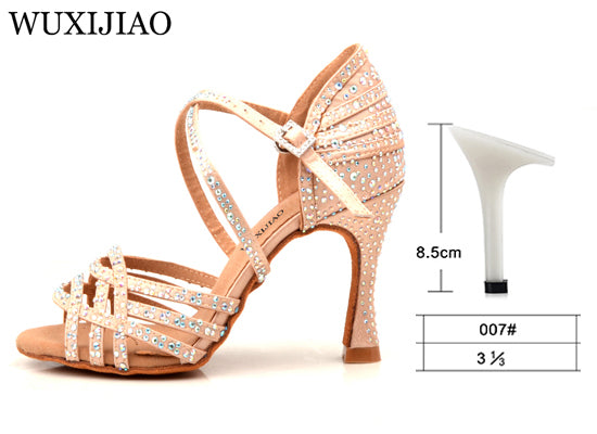 Chaussures de danse pour femme coloris chair strass - Talons 6 à 10cm