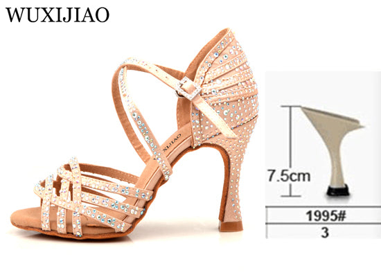 Chaussures de danse pour femme coloris chair strass - Talons 6 à 10cm