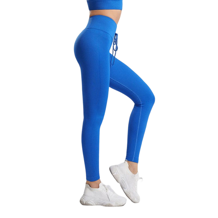 Legging en maille côtelé avec cordon