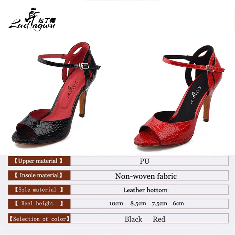 Chaussures de danse pour femme - 2 coloris au choix: noir ou rouge - Talons personnalisables: hauteurs disponibles de 6 à 10cm - Dance Store