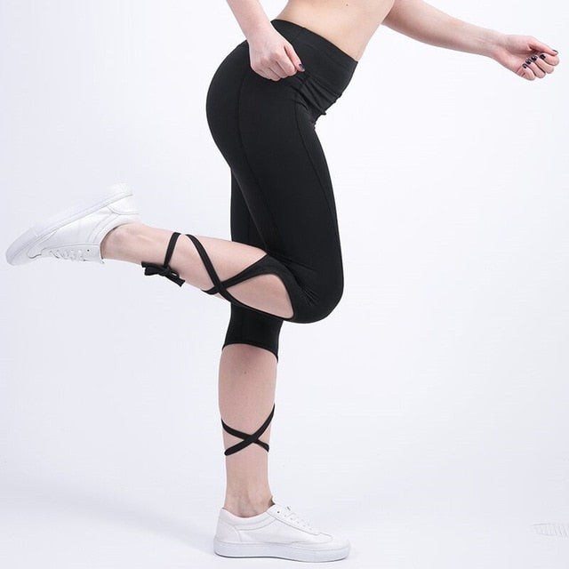 Legging avec noeuds qui entourent le bas de jambe pour adulte 2 coloris au choix: noir ou gris - Dance Store