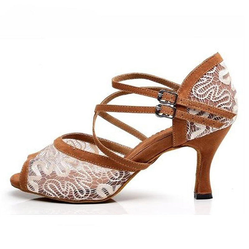 Chaussures de danse pour femme coloris beige ou noir - Talons de 6 à 8.5cm