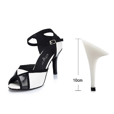 Chaussures de danse pour femme - coloris noir & blanc - Talons personnalisables: hauteurs disponibles : 6cm 7.5cm 8.5cm 10cm - Dance Store