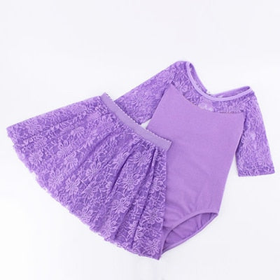 Justaucorps sans manches avec jupette dentelle Elena